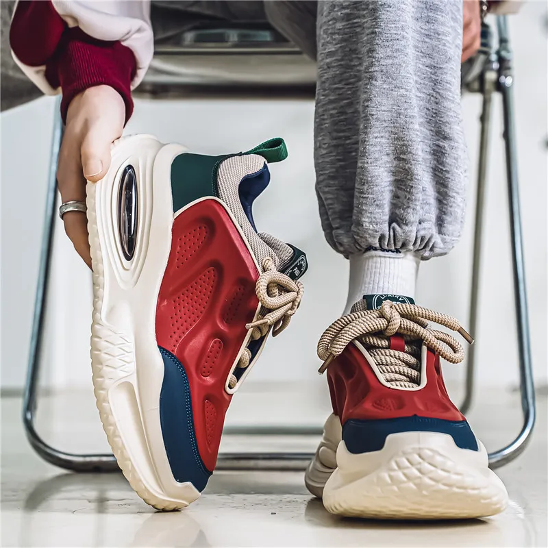 Wooden Rabbit Cushioning, Slip Resistant, Abrasion Resistant, Height Increasing Low Top Chunky Sneakers Men's-3