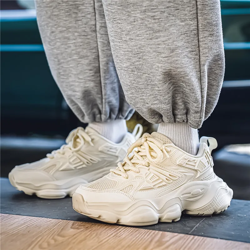 Wooden Rabbit Cushioning Anti-Slip Wear-Resistant Breathable Height Increasing Low-Top Chunky Sneakers Men's-7