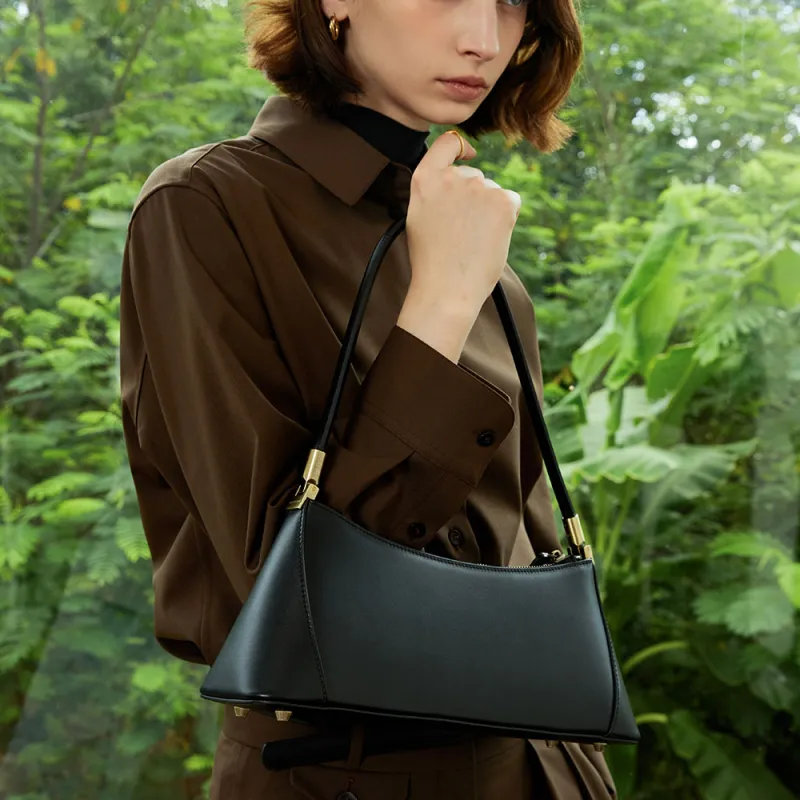MESCOLATO Crocodile effect Top Layer Cowhide Leather Handbag, Shoulder Bag Regular Women's-1