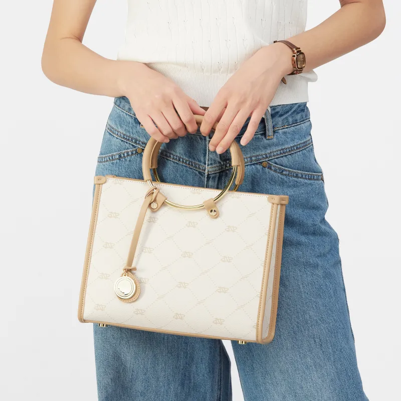 JONBAG Synthetic Leather Ring Pack Shoulder Bag, Crossbody Bag, Handbag Tubas Women's Apricot-11