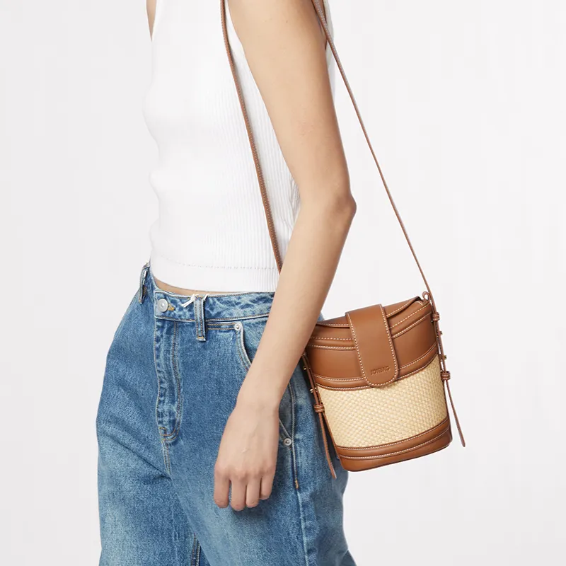 JONBAG Synthetic Leather Bucket Bag Shoulder Bag, Crossbody Bag, Handbag Regular Women's Honey Brown-6