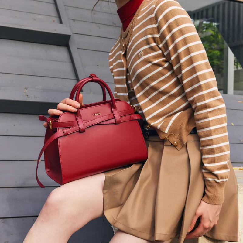 JONBAG Cow Leather Shoulder Bag, Crossbody Bag, Handbag Regular Women's Red-5