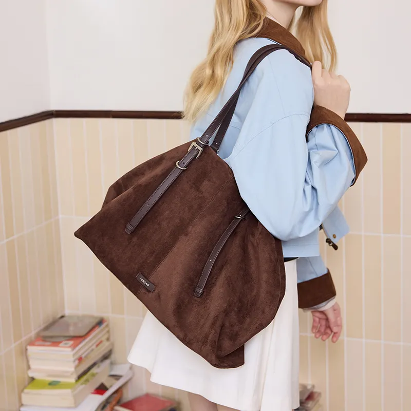 JONBAG Synthetic Leather Tote Shopping Bag Crossbody Bag Shoulder Bag Large Size Women's Black/Burgundy Brown-11