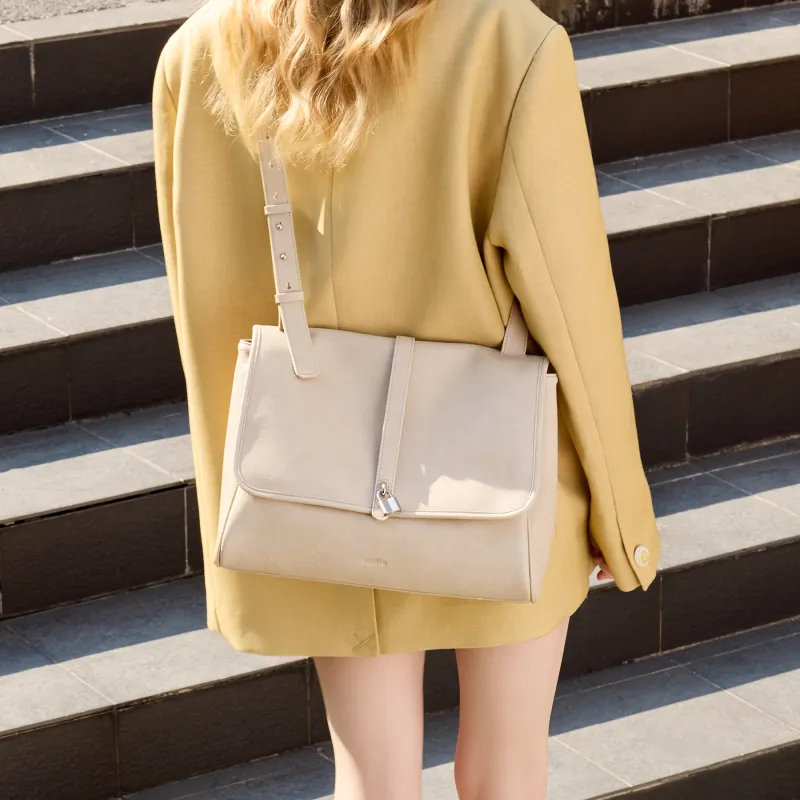 JONBAG Synthetic Leather Large Capacity Crossbody Fashion Versatile Shoulder Bag Regular Women's Cream Sand-6