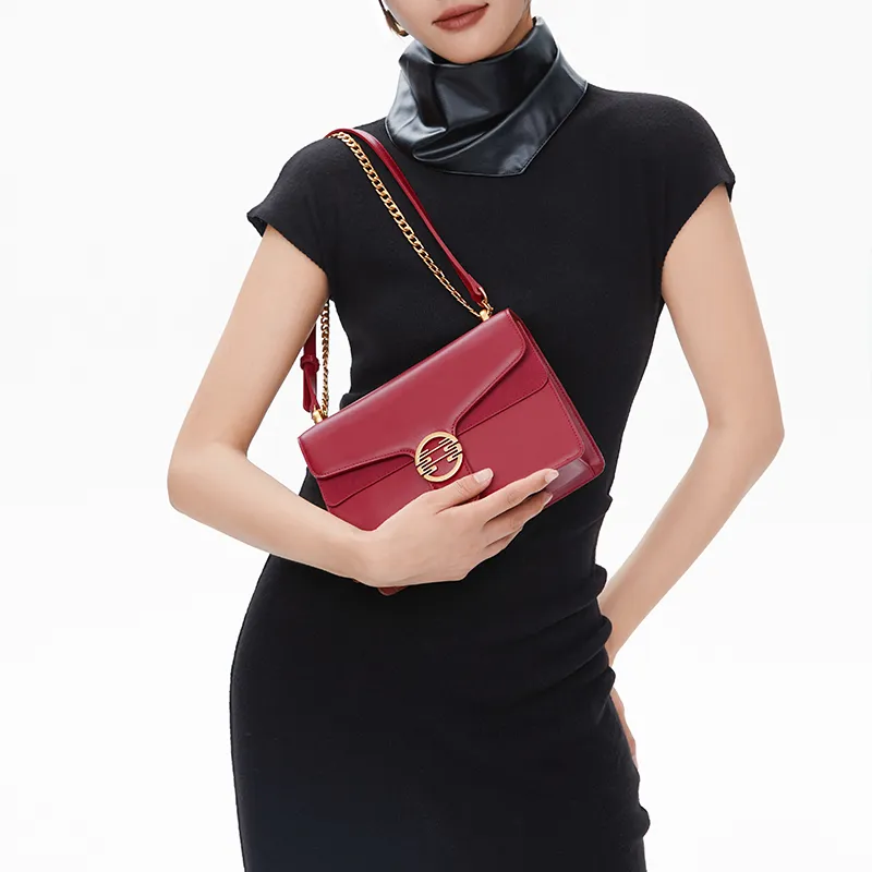 JONBAG Synthetic Leather Shoulder Bag Medium Size Women's Red-6