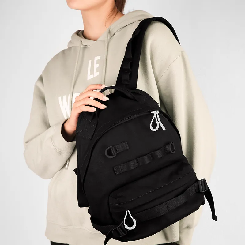 JONBAG Canvas Backpack Handbag Tubas Unisex Black-6