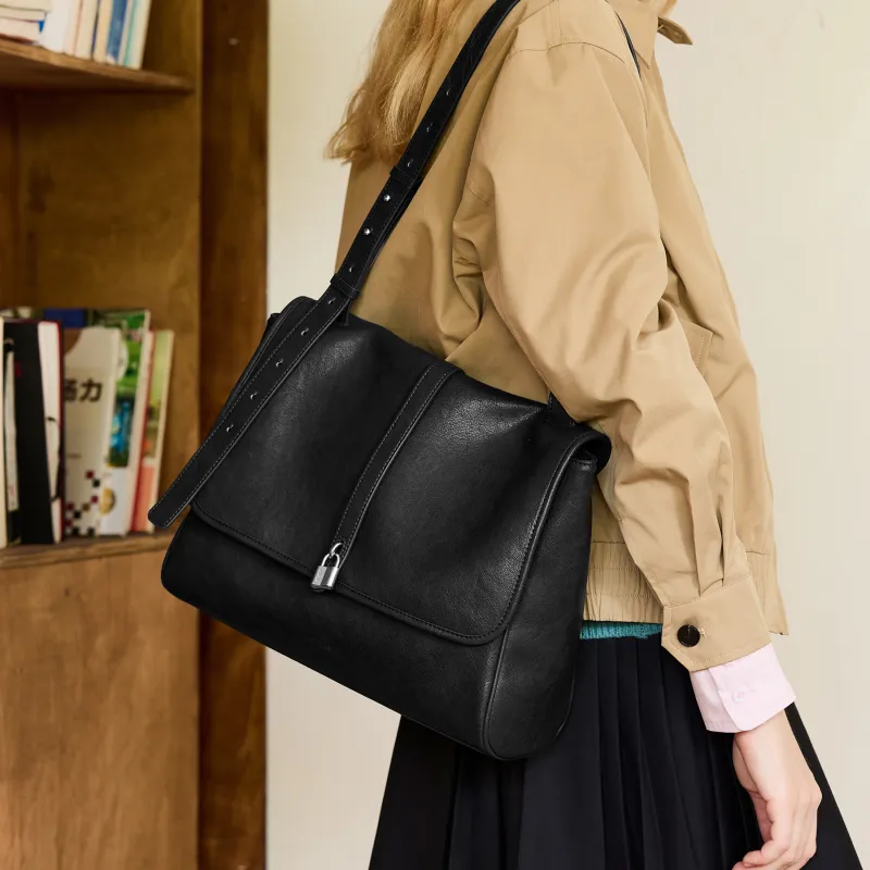 JONBAG Synthetic Leather Shoulder Bag Couple Large Size Women's Mocha/Black-10