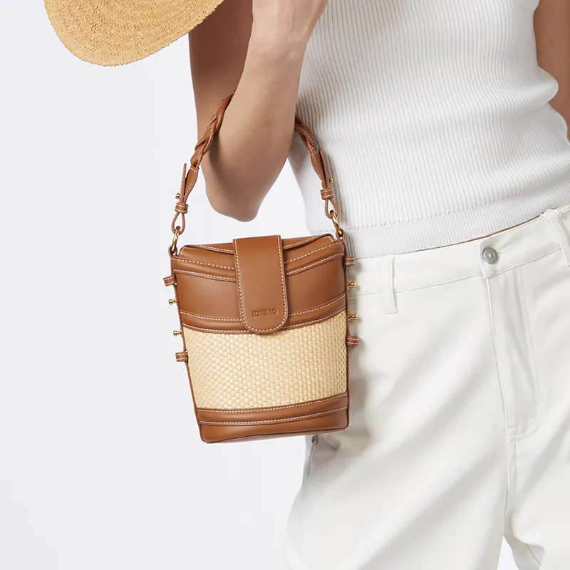 JONBAG Synthetic Leather Bucket Bag Shoulder Bag, Crossbody Bag, Handbag Regular Women's Honey Brown-5