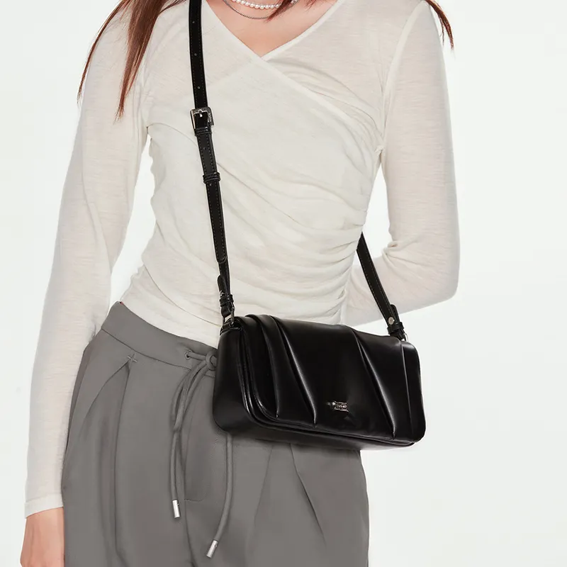 JONBAG Synthetic Leather Baguette Bag, Shoulder Bag, Portable Crossbody Bag Unisex Mocha/Black-5