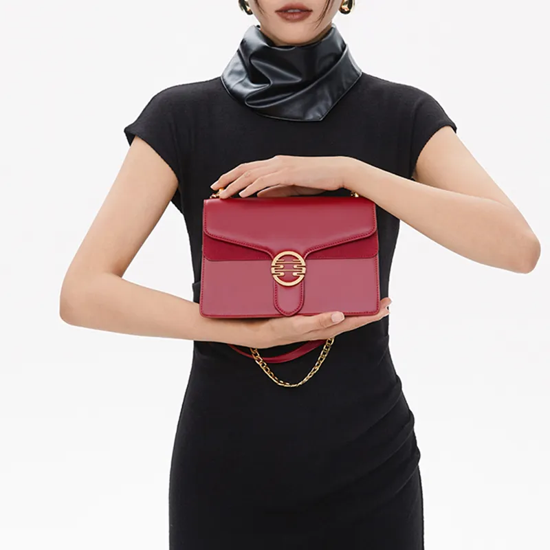 JONBAG Synthetic Leather Shoulder Bag Medium Size Women's Red-4