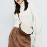 JONBAG Synthetic Leather Saddle Bag Shoulder Bag Crossbody Bag Small Size Women's White