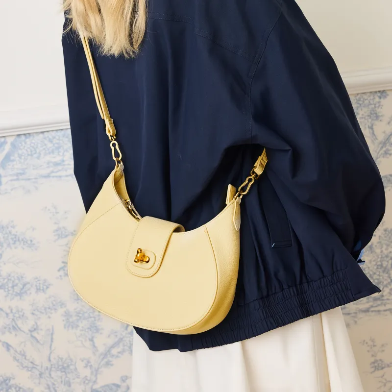JONBAG Synthetic Leather Shoulder Bag Handbag Crossbody Bag Women's White/Yellow Cream/Honey Brown-4