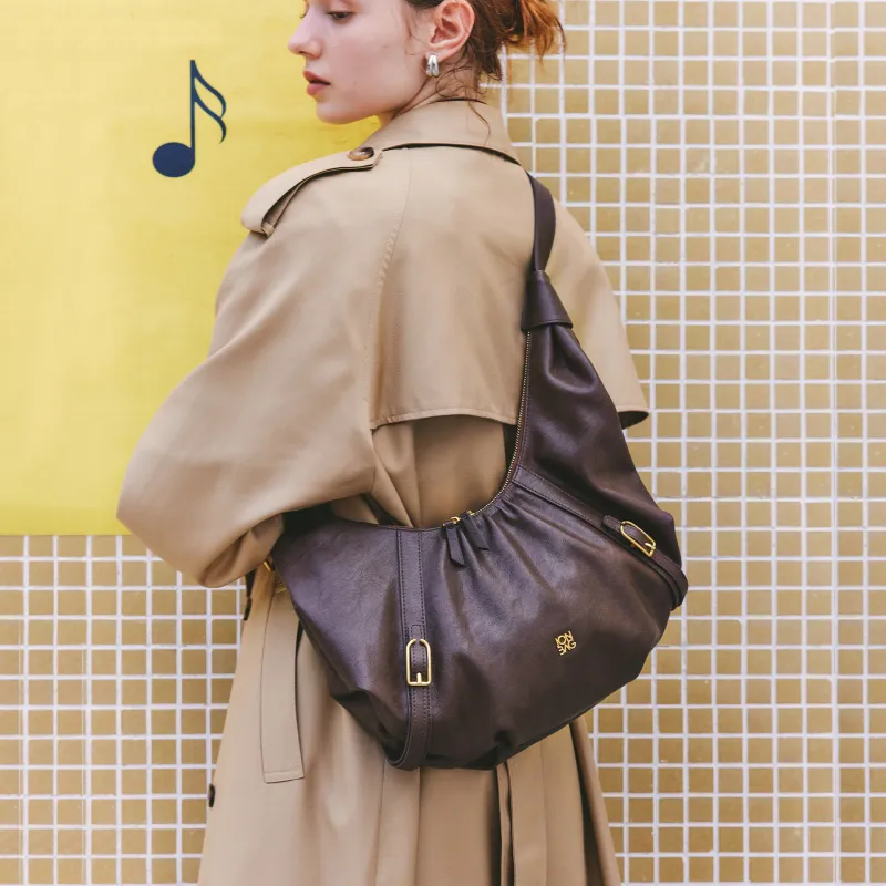 JONBAG Synthetic Leather Shoulder Bag Couple Tubas Women's Black/Cocoa Brown-4