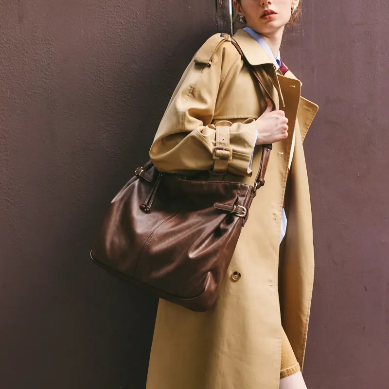 JONBAG Synthetic Leather Shoulder Bag Large Size Women's Hazelnut Brown/Black/White-3