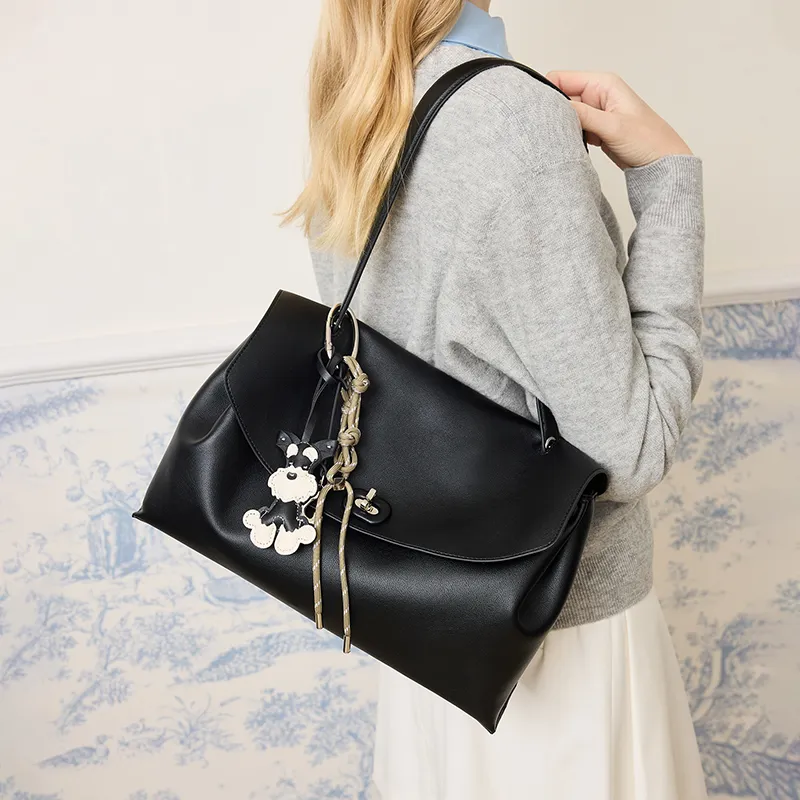 JONBAG Synthetic Leather Shoulder Bag Tubas Women's Black-3