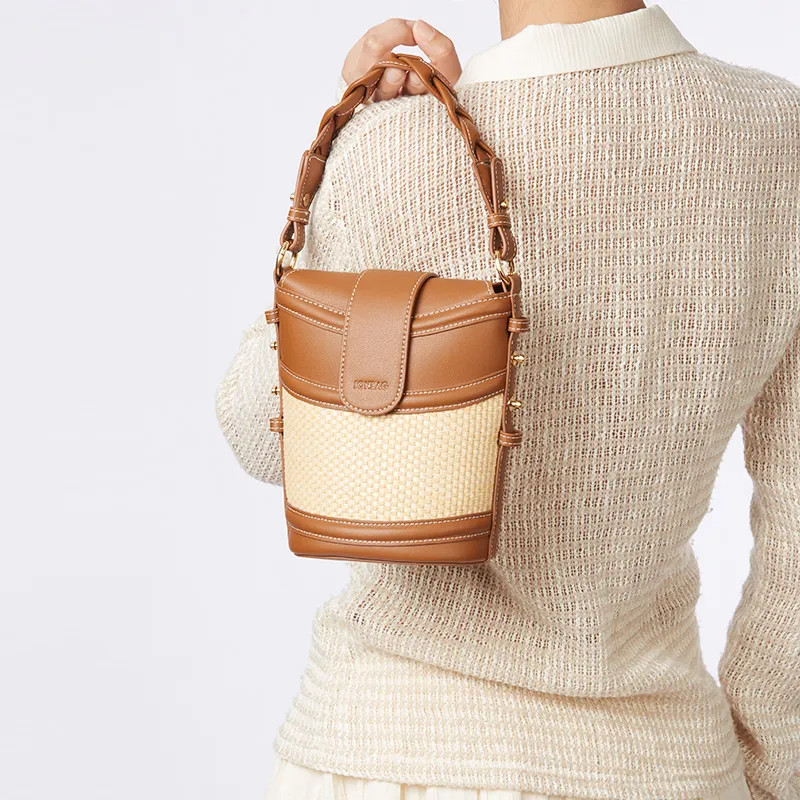 JONBAG Synthetic Leather Bucket Bag Shoulder Bag, Crossbody Bag, Handbag Regular Women's Honey Brown-4