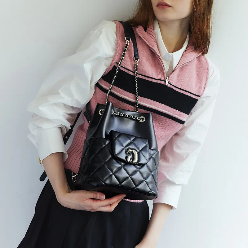 JONBAG Cow Leather Fashion Commute Versatile Backpack Regular Women's Black-3