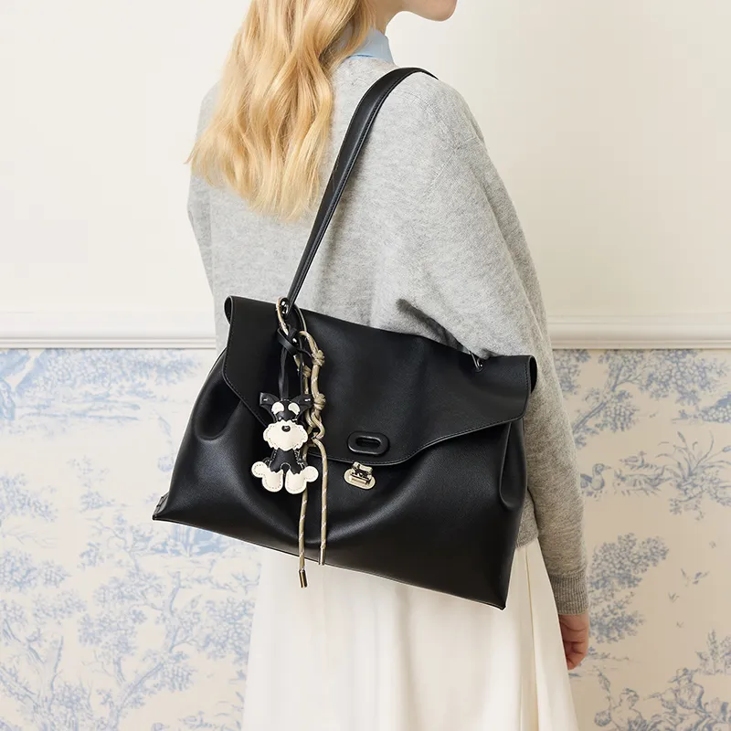 JONBAG Synthetic Leather Shoulder Bag Tubas Women's Black-4