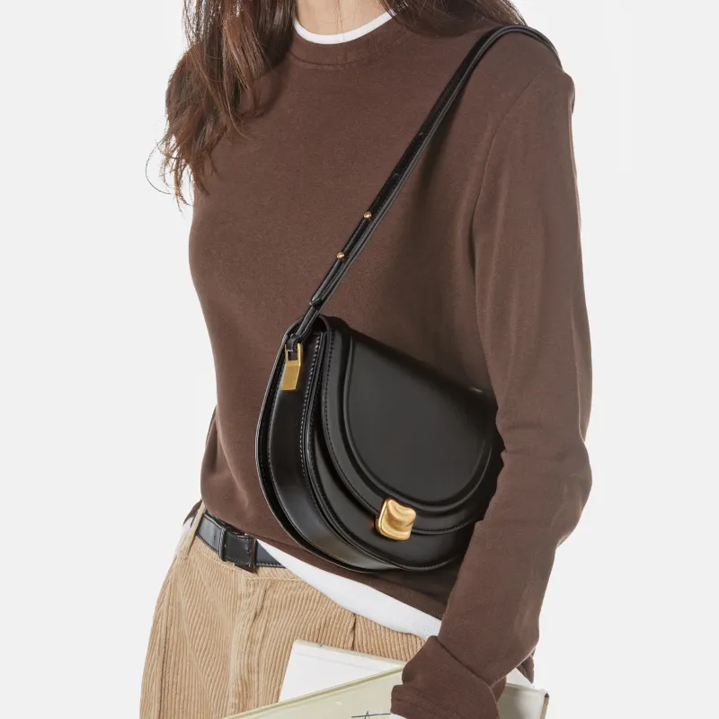 JONBAG Synthetic Leather Shifting Sand Bag Saddle Bag, Shoulder Bag, Crossbody Bag, Shoulder Bag Trumpets Women's Brown-4