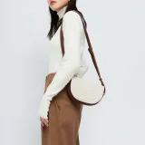 JONBAG Synthetic Leather Saddle Bag Shoulder Bag Crossbody Bag Small Size Women's White