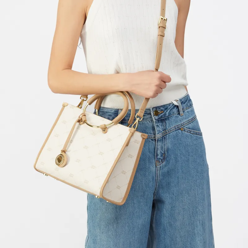 JONBAG Synthetic Leather Ring Pack Shoulder Bag, Crossbody Bag, Handbag Tubas Women's Apricot-9