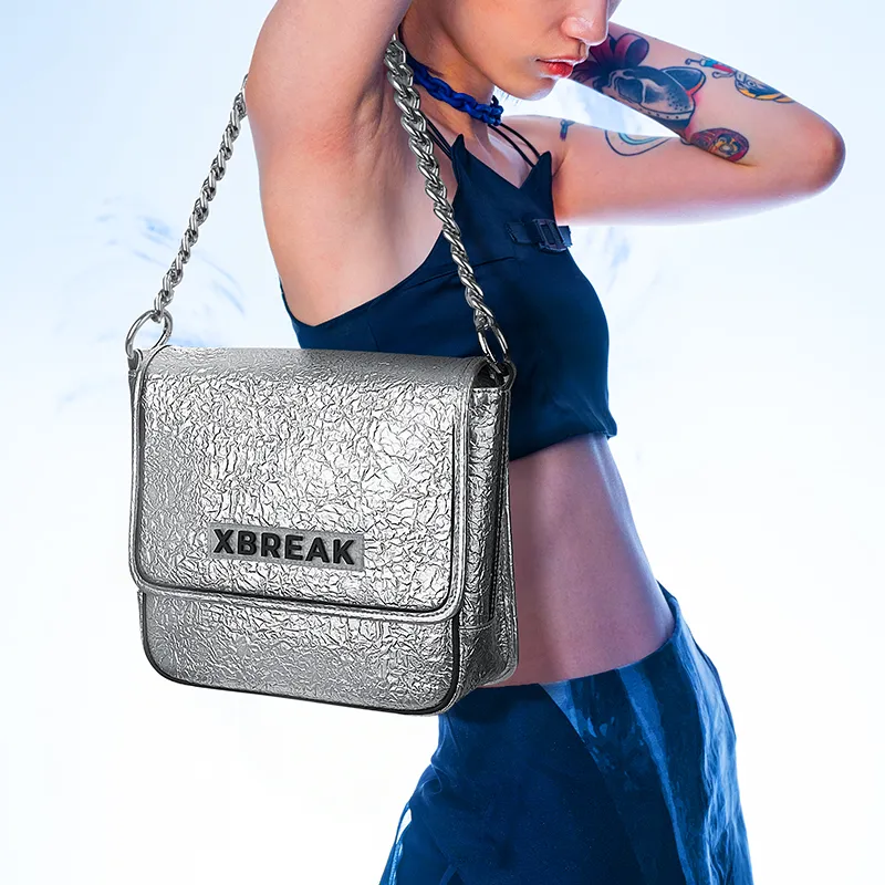 Xbreak GPU Crossbody Shoulder Bag Tubas Unisex White Silver-2
