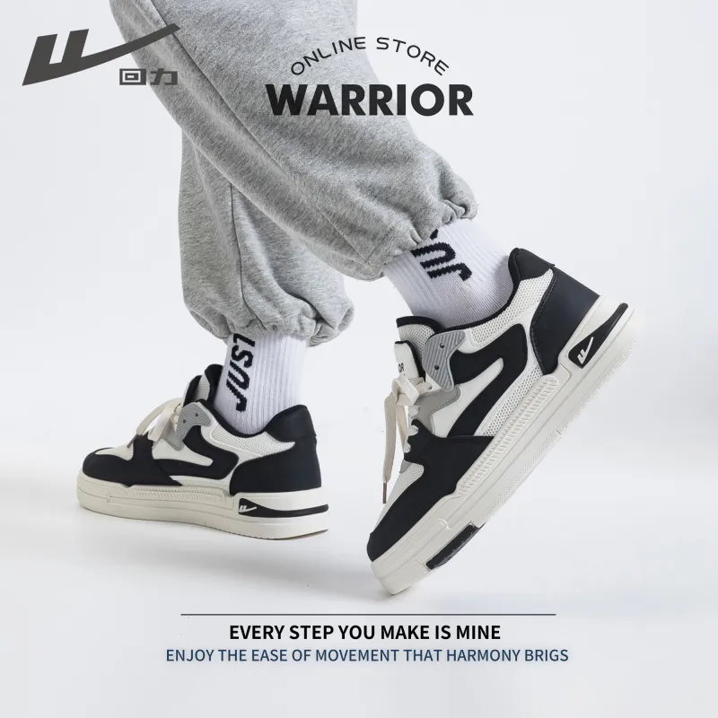 Warrior Low Top Skateboard Shoes Unisex Black White-5