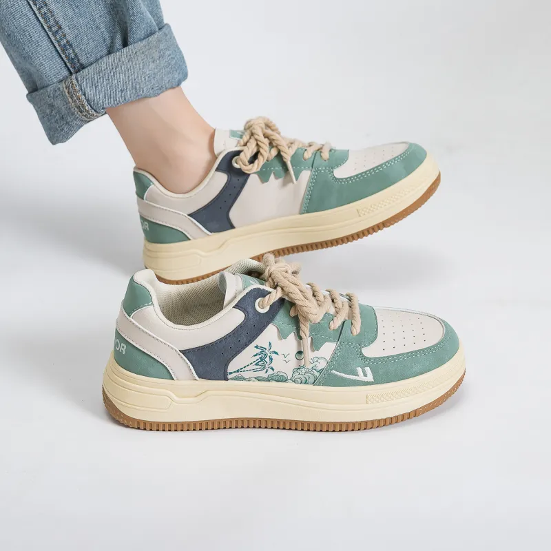 Warrior Lightweight, Wear resistant, And Non slip Low Top Skateboard Shoes Unisex Beige Green Blue-6
