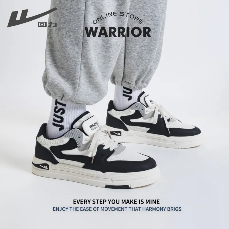 Warrior Low Top Skateboard Shoes Unisex Black White-6