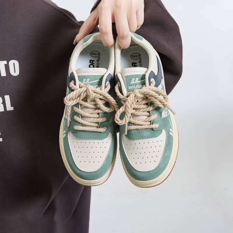Warrior Lightweight, Wear resistant, And Non slip Low Top Skateboard Shoes Unisex Beige Green Blue-8