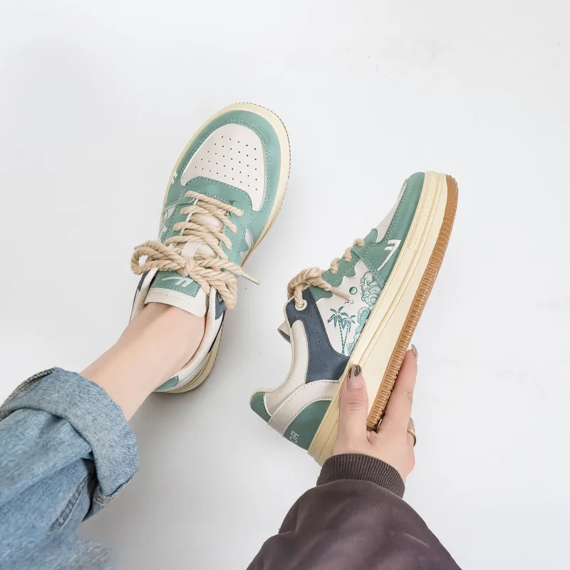 Warrior Lightweight, Wear resistant, And Non slip Low Top Skateboard Shoes Unisex Beige Green Blue-7