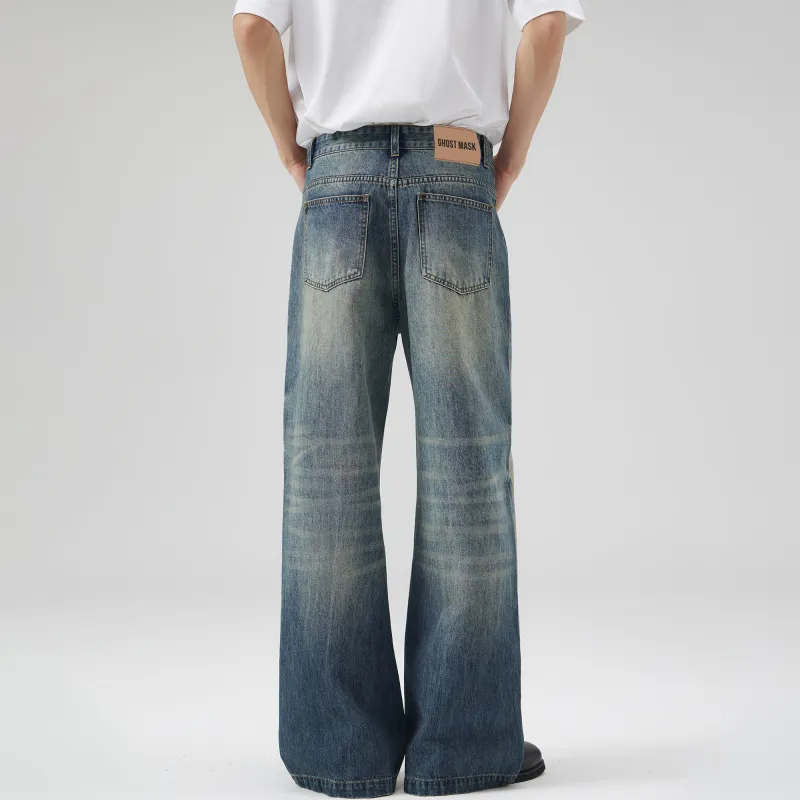Ghost Mask Jeans Unisex Vintage Blue-5