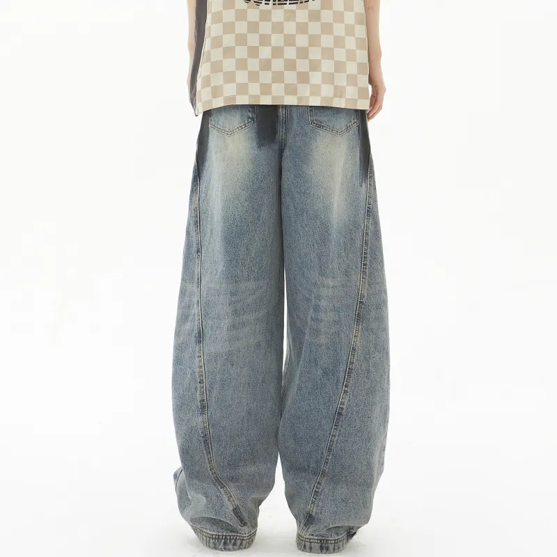 Ghost Mask Jeans Unisex Color Block Blue-4