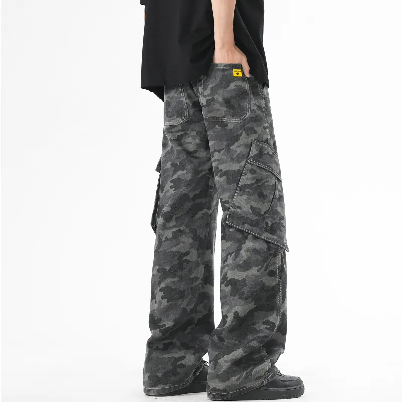 Ghost Mask Casual Pants Unisex Camouflage Gray-4