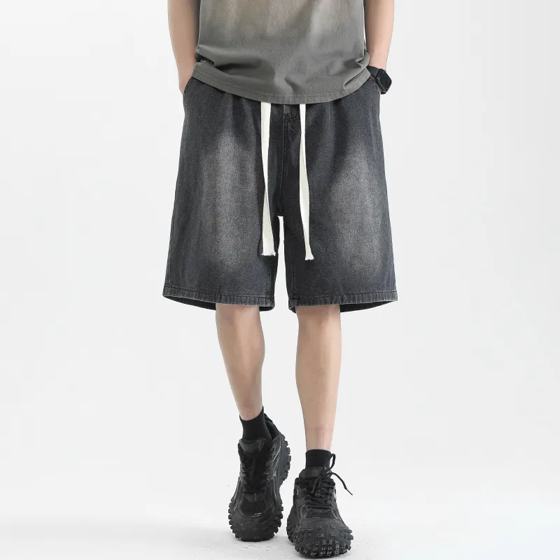 Ghost Mask Denim Shorts Unisex-14