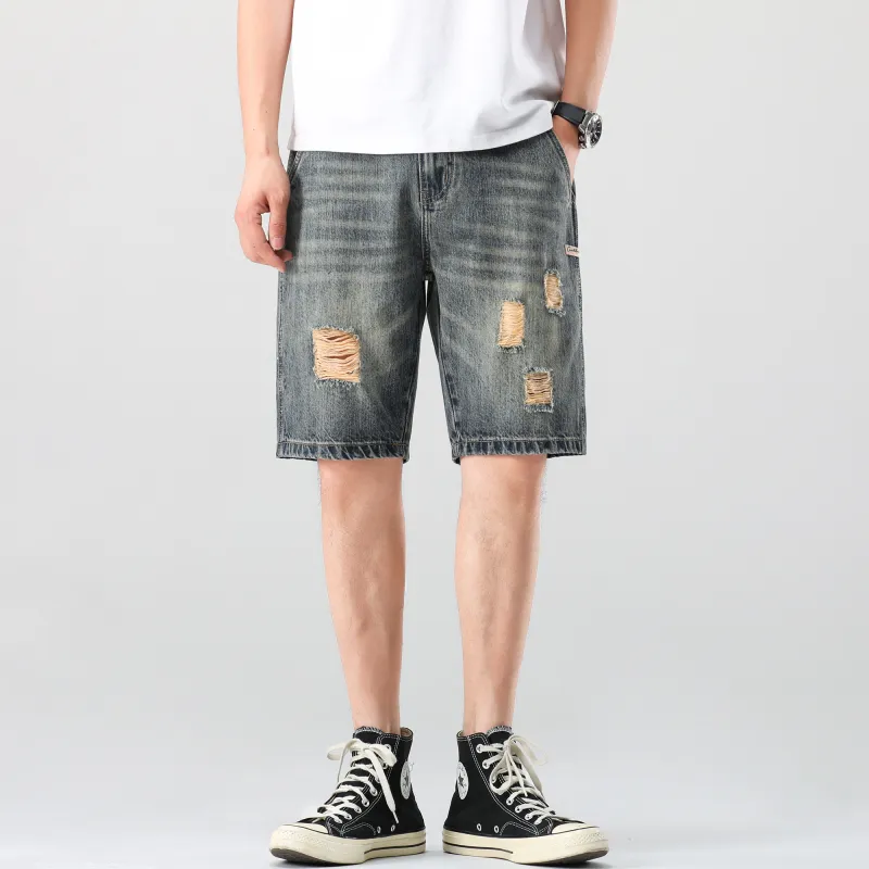 Ghost Mask Denim Shorts Unisex Nostalgic Blue-2