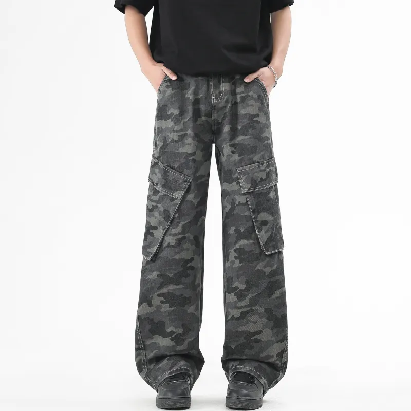 Ghost Mask Casual Pants Unisex Camouflage Gray-2