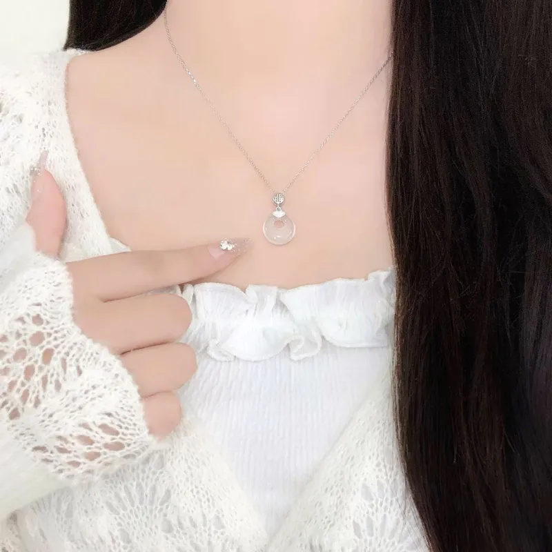 Love Link Processing Chalcedony Necklaces Women's-7