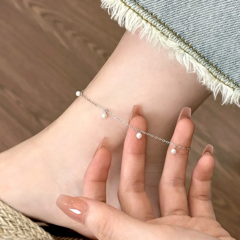 Love Link 925 Sterling Silver Anklets Women's-1