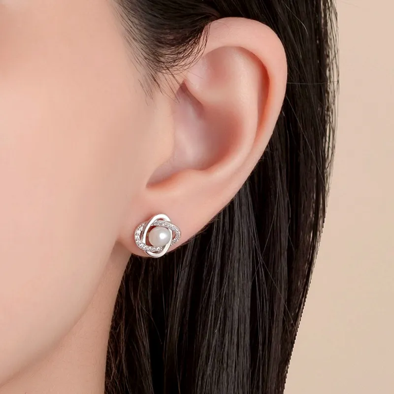 Love Link 999 Fine Silver Stud Earrings Women's-2