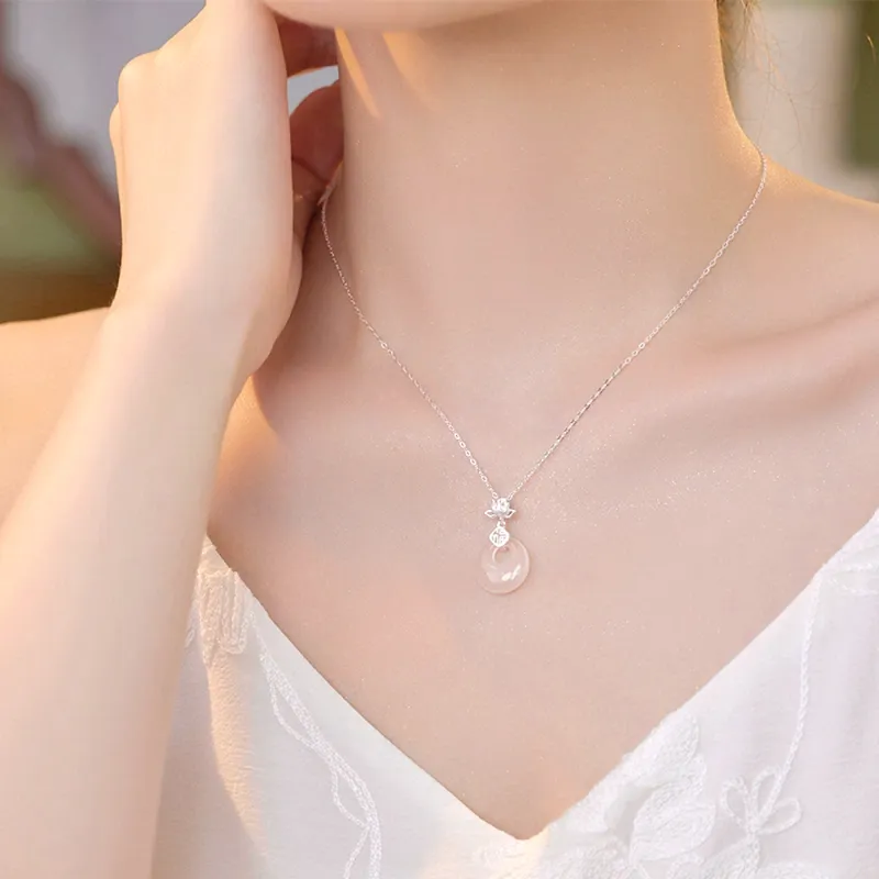 Love Link Chalcedony Jade Necklaces Women's-1