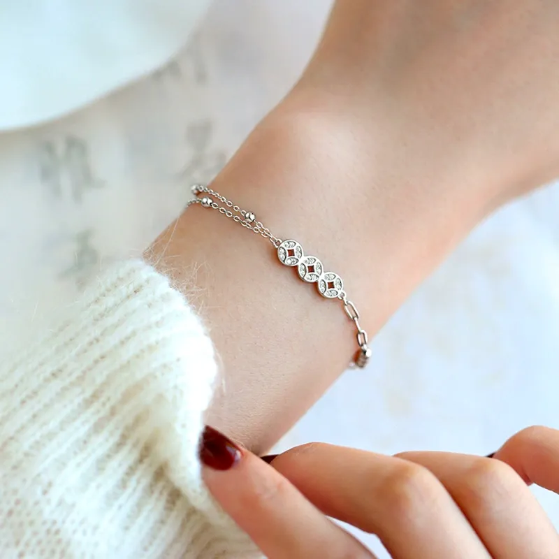 Love Link 925 Sterling Silver Bracelets Women's-2