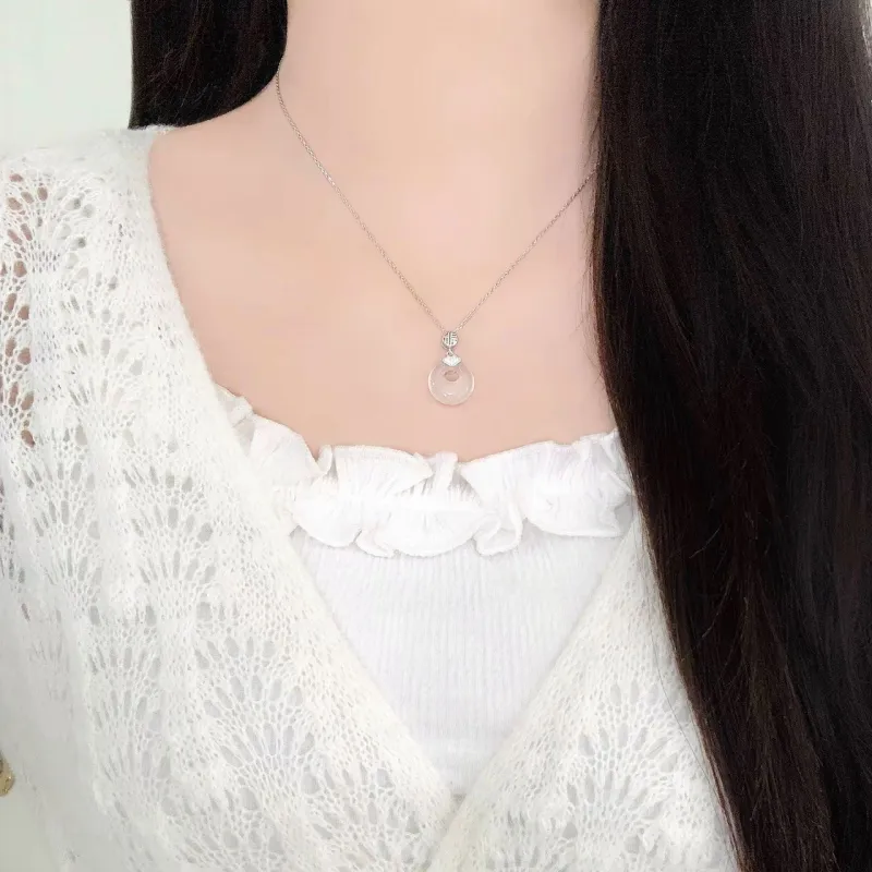 Love Link Processing Chalcedony Necklaces Women's-6