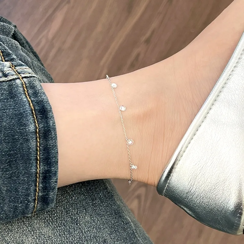 Love Link 925 Sterling Silver Anklets Women's-3