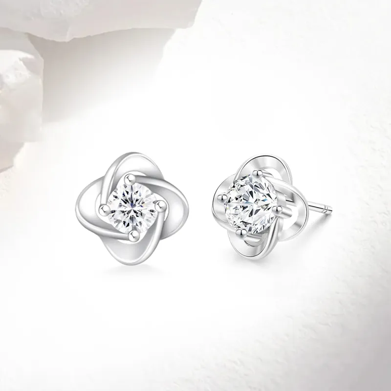 Love Link 999 Fine Silver Stud Earrings Women's-2