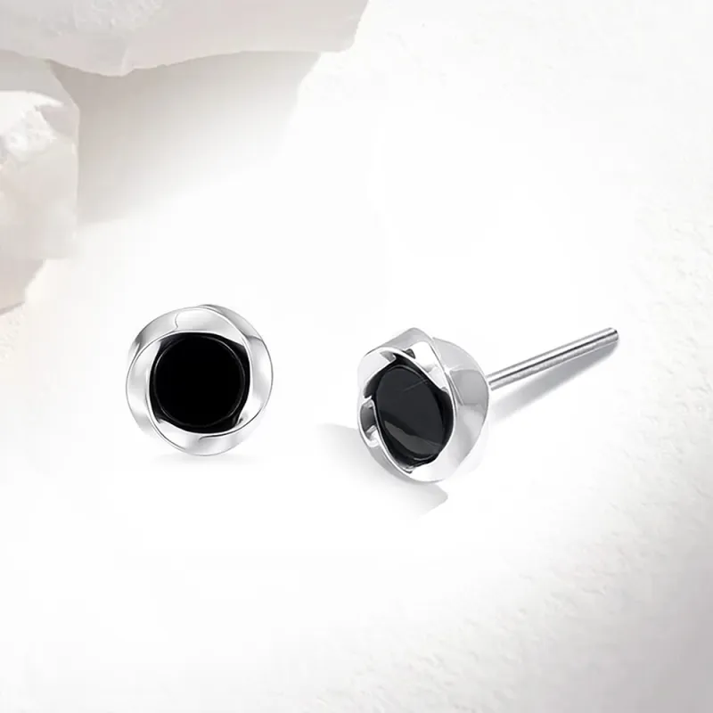 Love Link 925 Sterling Silver Stud Earrings Unisex-1