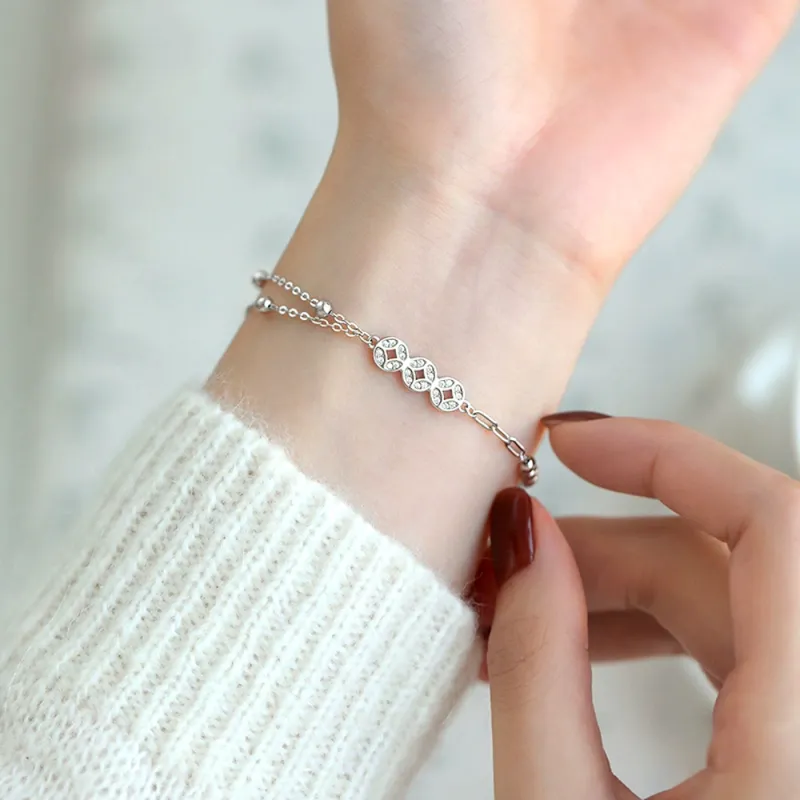 Love Link 925 Sterling Silver Bracelets Women's-3