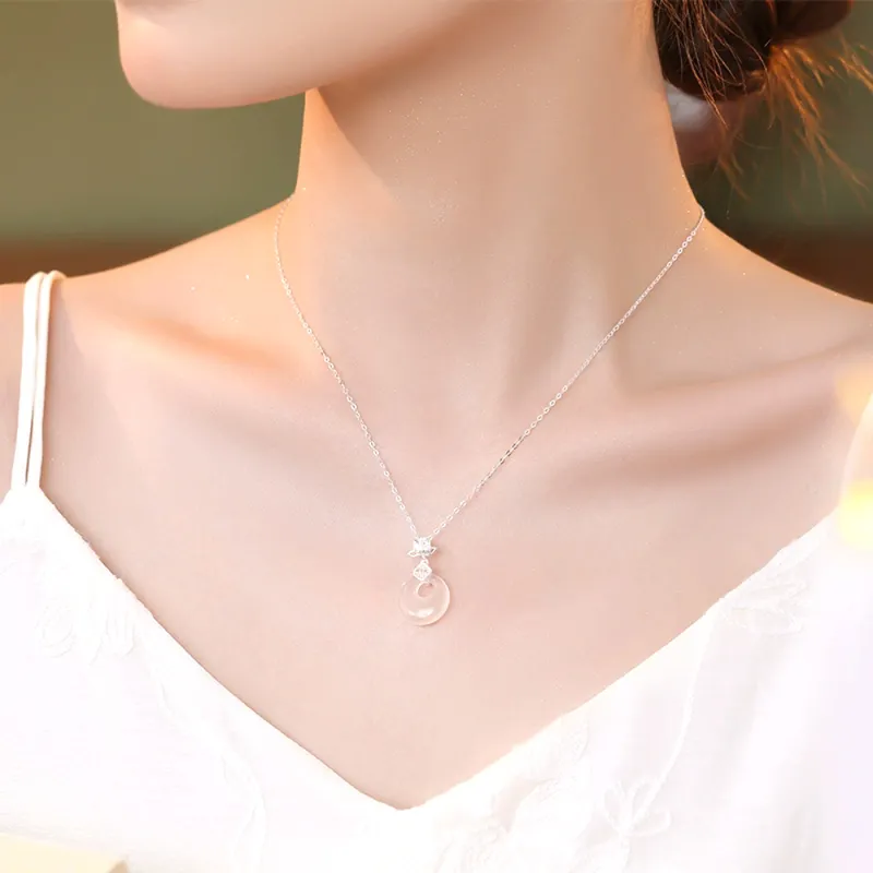 Love Link Chalcedony Jade Necklaces Women's-2