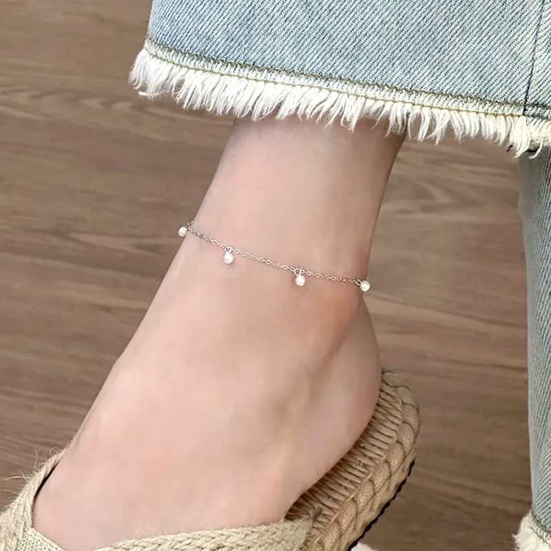 Love Link 925 Sterling Silver Anklets Women's-2