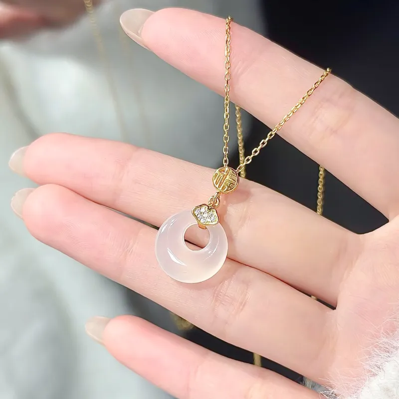 Love Link Processing Chalcedony Necklaces Women's-3